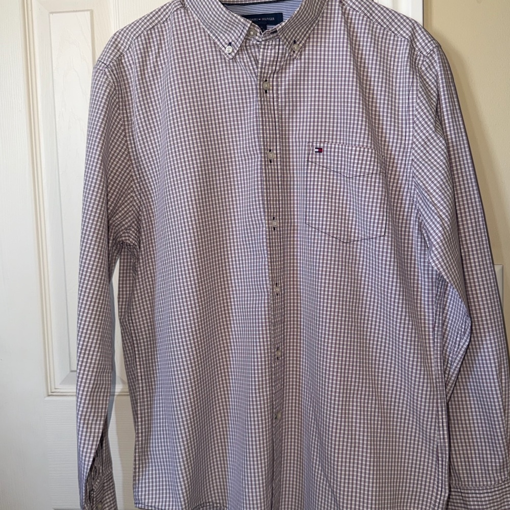 Tommy Hilfiger Men's Checkered Shirt - Blue and Red